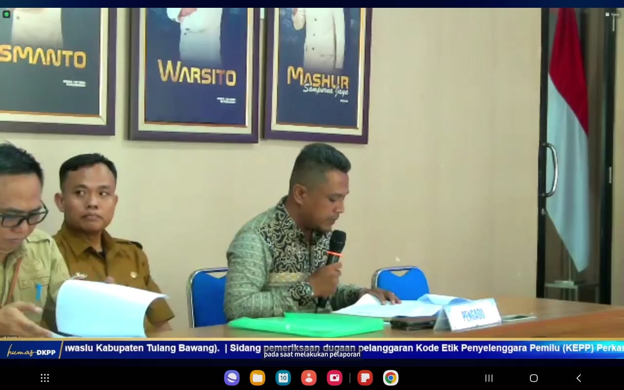 DKPP Diminta untuk Berhentikan Dua Anggota Bawaslu Tulang Bawang, Ini Alasannya