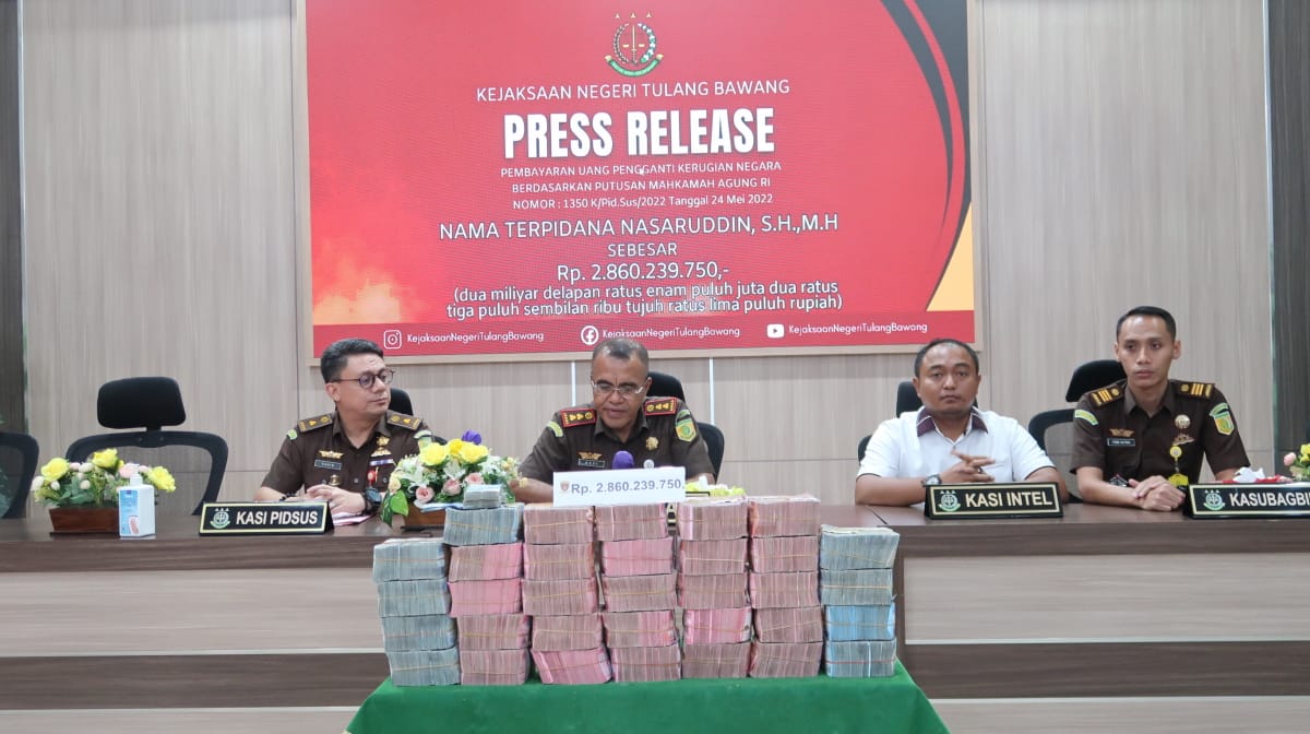 Mantan Kadisdik Tulang Bawang Kembalikan Kerugian Negara Rp 2,8 Miliar