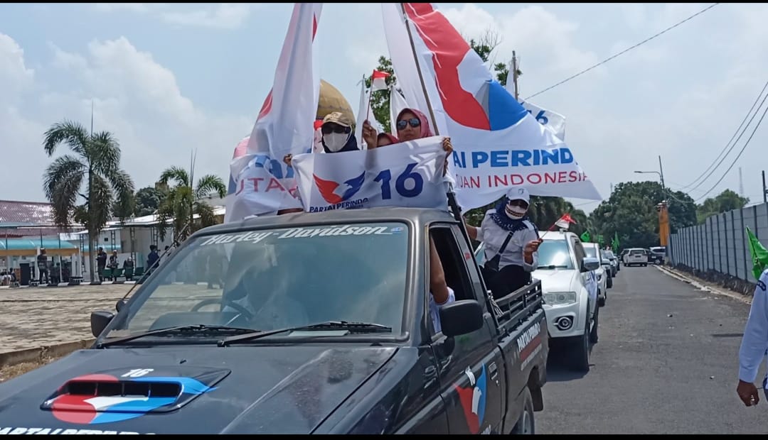 Momen Kirab Bendera Pemilu, Perindo Lampung Tengah Sosialisasikan Partai ke Masyarakat