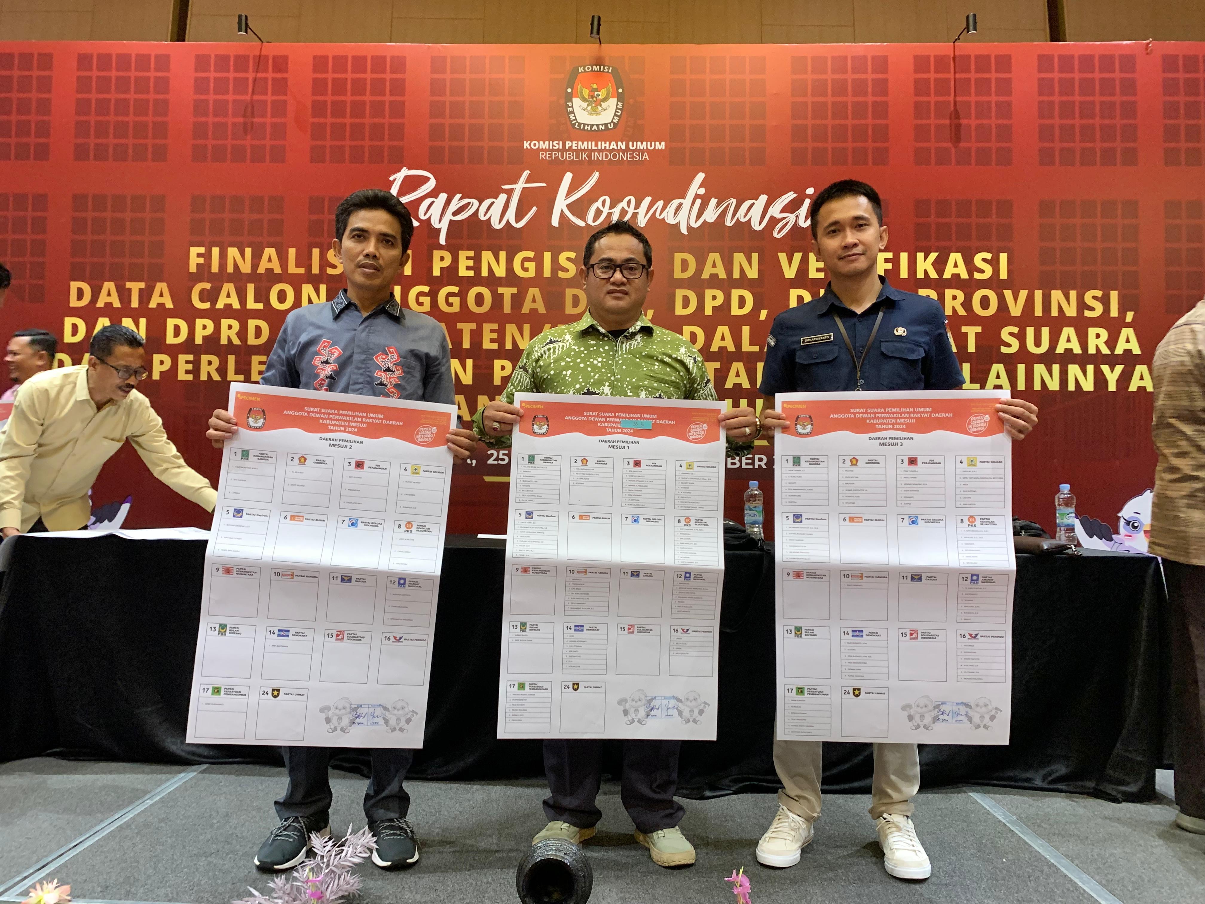 KPU Mesuji Validasi dan Finalisasi Surat Suara Pemilu 2024