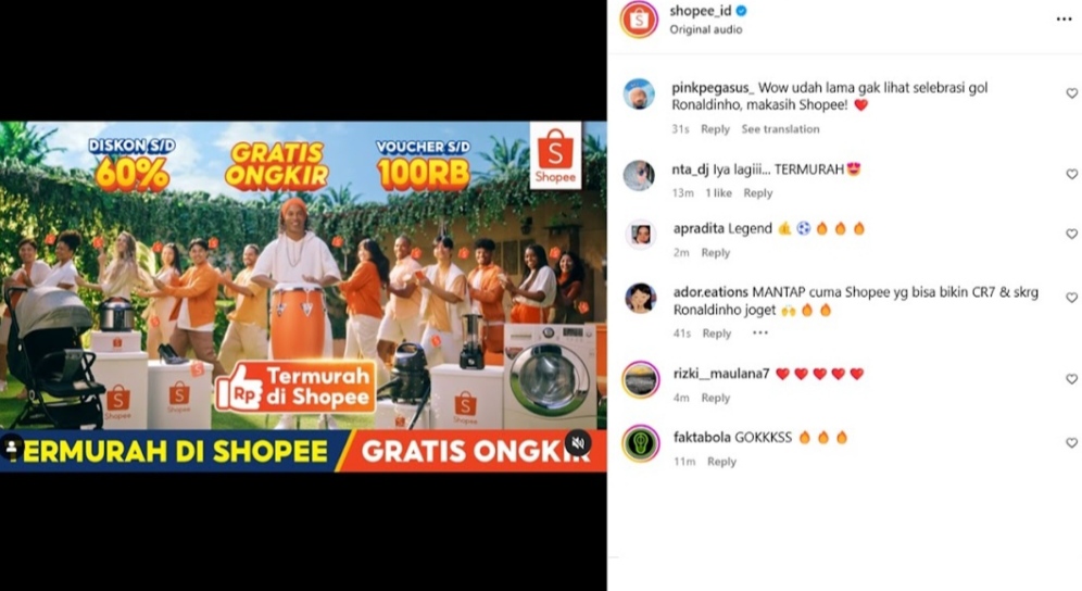 Trending! Kemunculan Ronaldinho di Iklan Shopee Disambut Meriah Netizen