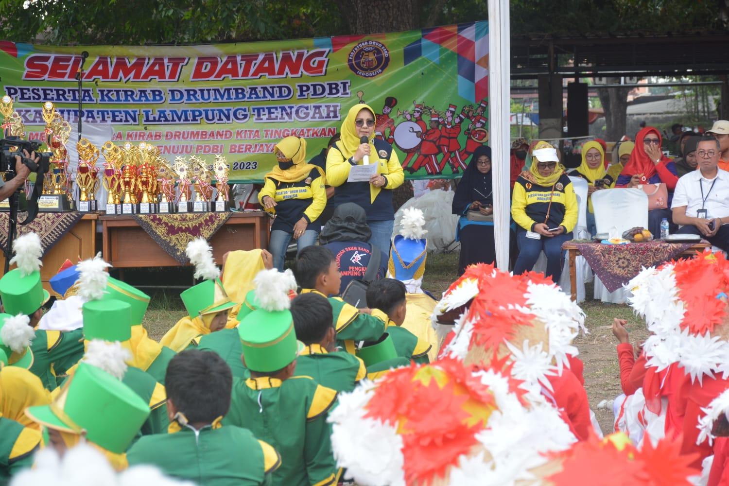 Lepas Kirab Drumband, Begini Pesan Ketua Umum PDBI Lampung Tengah