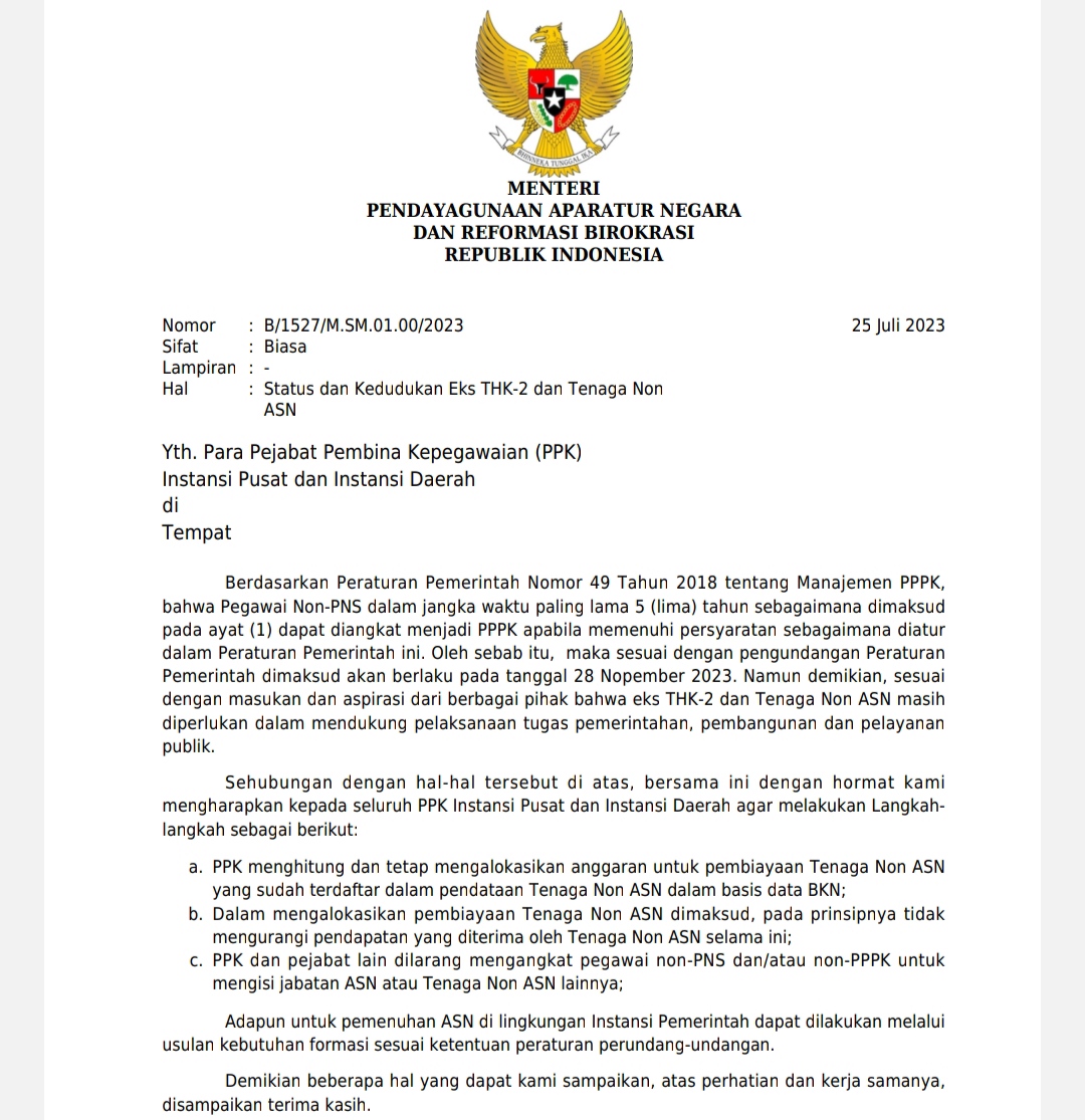 Surat Sakti Untuk Para Honorer, Alhamdulillah Terlindung Dari PHK!