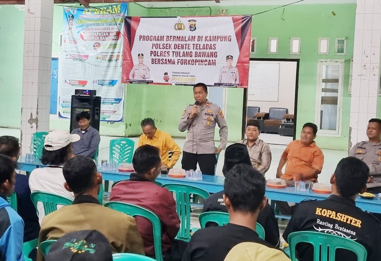 Kampung Bratasena Adiwarna Tulang Bawang Jadi Sasaran Program Bermalam Polsek Dente Teladas, Ini Hasilnya