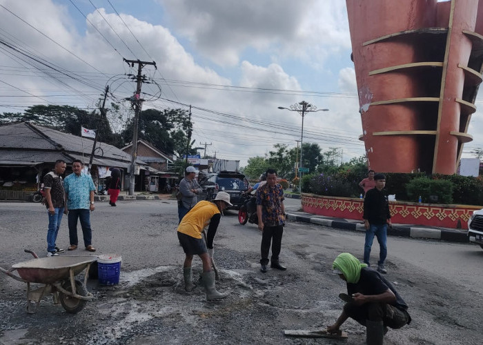 Keren! DPRD, PWI dan Warga Tulang Bawang Barat Kolaborasi Perbaiki Jalan Berlubang Lintas Kabupaten