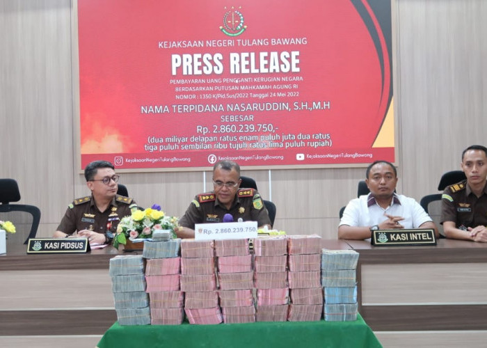 Mantan Kadisdik Tulang Bawang Kembalikan Kerugian Negara Rp 2,8 Miliar