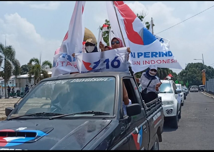 Momen Kirab Bendera Pemilu, Perindo Lampung Tengah Sosialisasikan Partai ke Masyarakat