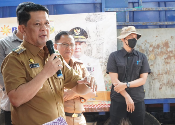 Pj Bupati Tulang Bawang Barat Firsada Serahkan Langsung Paket Beras saat Pasar Murah, Begini Momennya