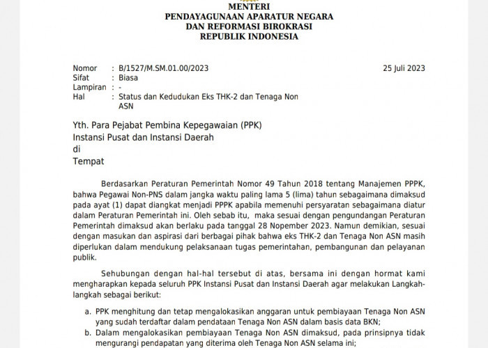 Poin Penting Surat Sakti Menteri PAN-RB untuk Honorer, Pejabat Pembina Kepegawaian Wajib Patuh! 